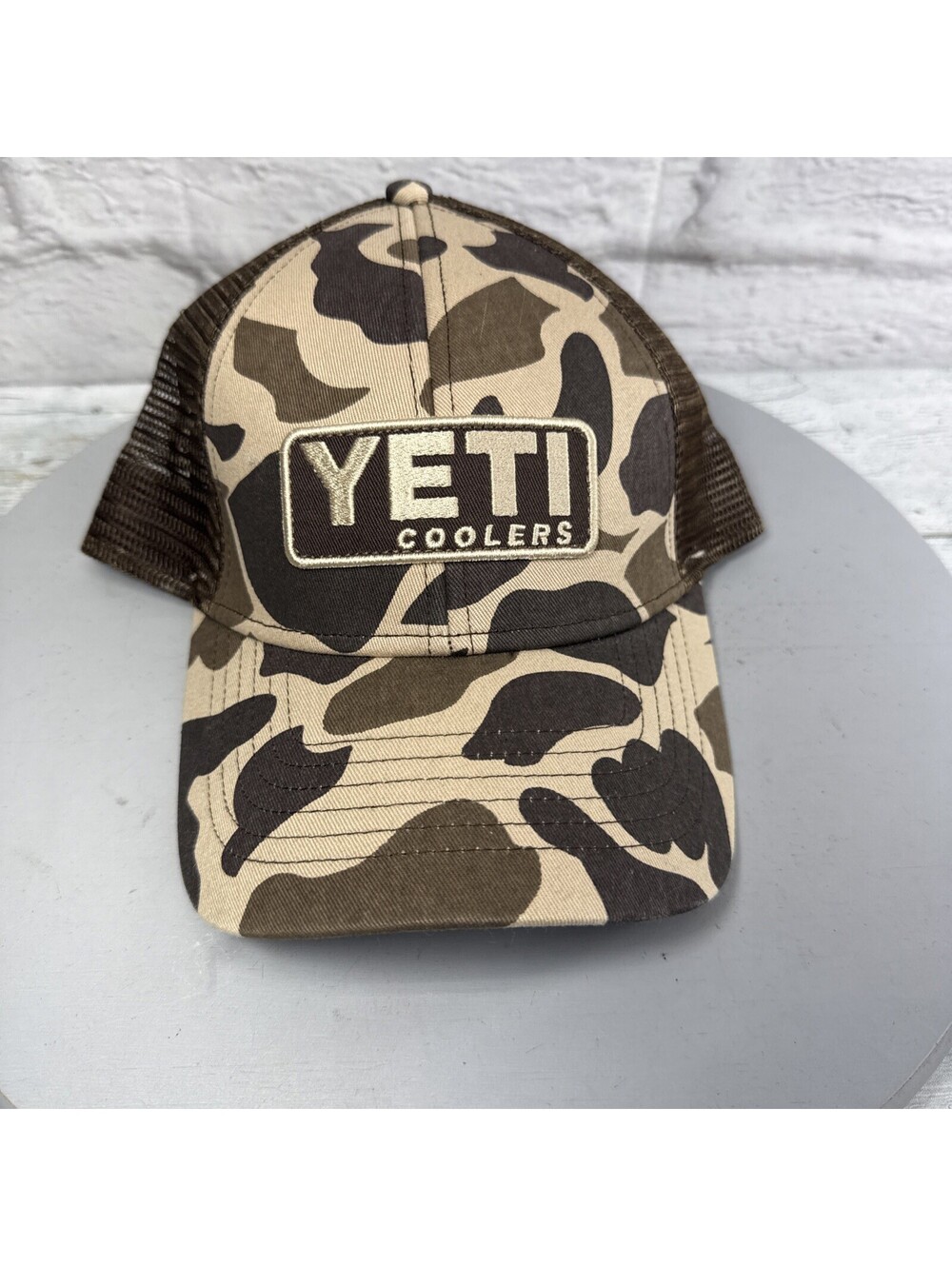 Yeti Hat Cap Snap Back Brown Camo Patch Logo Outdoor Hunting Casual Mens
